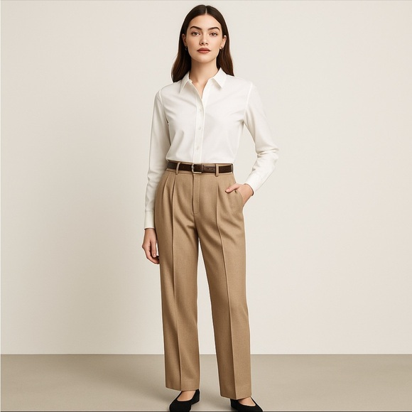 Pendleton Womens Size 14 Khaki Virgin Wool Pleated Lined Dress Trousers office - Picture 1 of 14